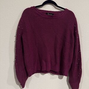 37 Orchard‎ Maroon Knit Sweater with Studded Sleeves Size Large